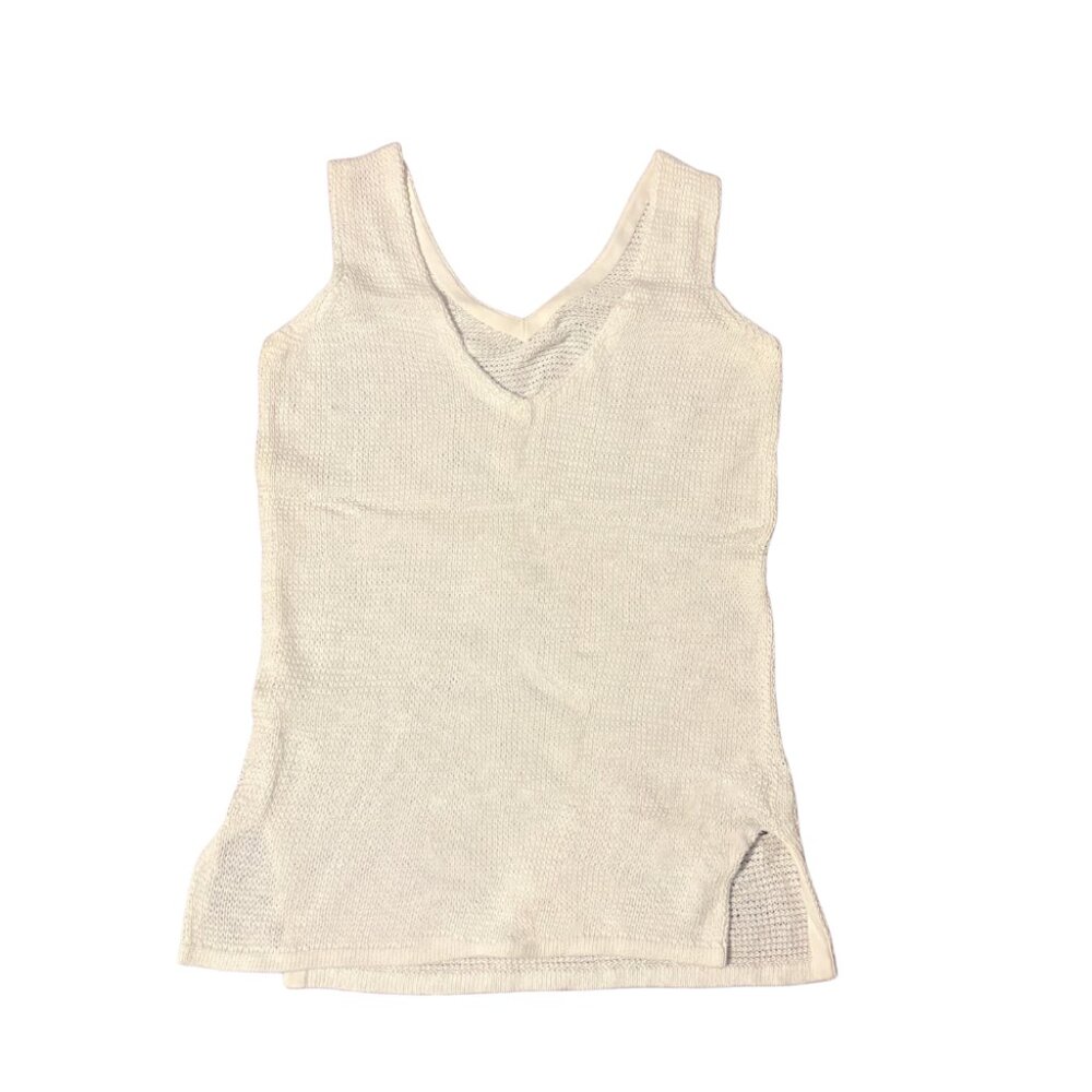 AMASS NWT 100% Cotton Knitted Long White Tank Top with Side Slits
